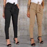 2020 Fashion Women High Waist Harem Pants Women Bandage Elastic Waist Stripe Casual Pants