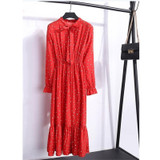 2020 Women Different Choose Casual Autumn Dress Lady Korean Style Vintage Floral Printed Chiffon Shirt Dress Winter Long Sleeve Bow Midi Dress Vestido