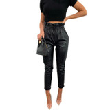 2020 Winter Leather Pants Women Punk Hight Waist Trousers Women Gothic Straight Ladies Pants Streetwear