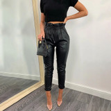 2020 Winter Leather Pants Women Punk Hight Waist Trousers Women Gothic Straight Ladies Pants Streetwear