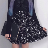 Women High Waist Punk Black Skirts Constellation Rock Sexy