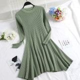 Women Long Sleeve Sweater Dress Women's Irregular Hem Casual Autumn Winter Dress Women O-neck Short Mini