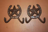 Rustic Western Star Bath Towel Hooks Cast Iron 4 1/2 inch W-27