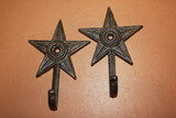 Rustic Northern Star Bathroom Decor Cast Iron Towel Hooks 6 inch W-2