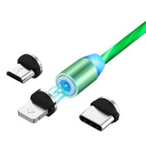 Magnetic charging cable with flowing LED light