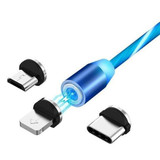 Magnetic charging cable with flowing LED light