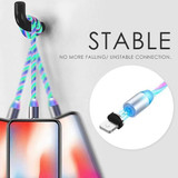 Magnetic charging cable with flowing LED light