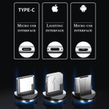 Magnetic charging cable with flowing LED light