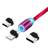 Magnetic charging cable with flowing LED light
