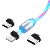 Magnetic charging cable with flowing LED light