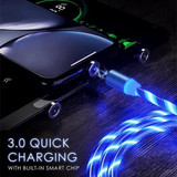 Magnetic charging cable with flowing LED light