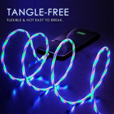 Magnetic charging cable with flowing LED light