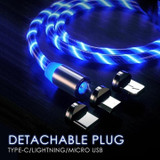 Magnetic charging cable with flowing LED light