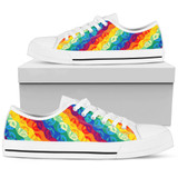 Multi Colors Peace Sign Hippie Rainbow Low Top Shoes