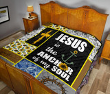 Jesus is the anchor of my soul sunflower quilt for bedding