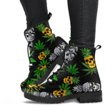 Pineapple Cannabis Skull Skeleton Leather Boots