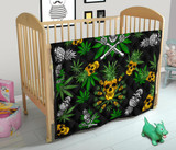 Pineapple Cannabis Skull Skeleton Premium Quilt