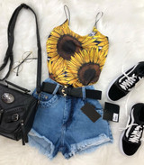 Sunflower One Piece Sexy 2 Wires Polyester Bodysuit