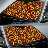 Sunflower Pattern Deep Red Background Car Auto Sun Shades
