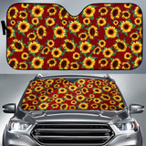 Sunflower Pattern Deep Red Background Car Auto Sun Shades