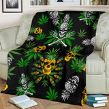Pineapple Cannabis Skull Skeleton Premium Blanket
