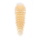 613 Blonde Color Deep Wave 2 Bundles with 4x4 Closure Virgin Human Hair