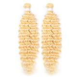 613 Blonde Color Deep Wave 2 Bundles with 4x4 Closure Virgin Human Hair