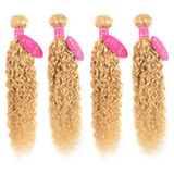 613 Blonde water Wave 4 Bundles with 13x4 Frontal with transparent lace