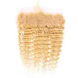 613 Blonde Deep Wave 4 Bundles with 13x4 Frontal with transparent lace