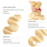 613 Blonde Color 2 Bundles Body Wave with 13x4 Frontal Virgin Human Hair