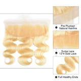 613 Blonde Color 2 Bundles Body Wave with 13x4 Frontal Virgin Human Hair