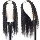 U Part Wig Human Hair Wig Deep Wave Glueless Human Hair Wigs Natural Black