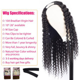 U Part Wig Human Hair Wig Deep Wave Glueless Human Hair Wigs Natural Black
