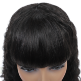 Deep Wave Bob Full Machine Made None Lace Front Wigs With Bangs For Women