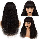 Water Wave Full Machine Made None Lace Front Wigs With Bangs Human Hair Wigs