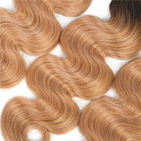 lumiere 1B/27 Ombre Body Wave 4 Bundles With 13x4 Lace Frontal Pre Colored Ear To Ear