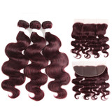 lumiere color 99j body wave 3 Bundles With 13x4 Lace Frontal Pre Colored Ear To Ear