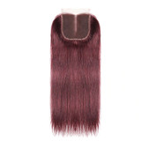lumiere color 99j Straight Hair 4 Bundles With 4x4 Lace Closure Pre Colored human hair