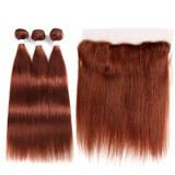 lumiere color #33 straight hair 3 Bundles With 13x4 Lace Frontal Pre Colored Ear To Ear