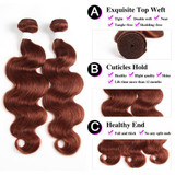 lumiere color #33 body wave 3 Bundles With 13x4 Lace Frontal Pre Colored Ear To Ear