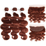 lumiere color #33 body wave 3 Bundles With 13x4 Lace Frontal Pre Colored Ear To Ear