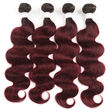 lumiere 1B/99J Ombre Body Wave 4 Bundles With 13x4 Lace Frontal Pre Colored Ear To Ear