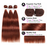 lumiere color #33 Straight Hair 4 Bundles With 4x4 Lace Closure Pre Colored human hair