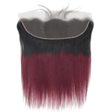 lumiere 1B/99J Ombre Straight Hair 3 Bundles With 13x4 Lace Frontal Pre Colored Ear To Ear