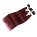 lumiere 1B/99J Ombre Straight Hair 3 Bundles With 13x4 Lace Frontal Pre Colored Ear To Ear