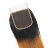 lumiere 1B/30 Ombre Straight Hair 4 Bundles With 4x4 Lace Closure Pre Colored human hair