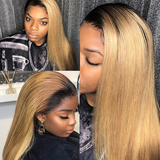 lumiere 1B/27 Ombre Straight Hair 4 Bundles With 4x4 Closure Pre Colored human hair