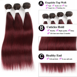 lumiere 1B/99J Ombre Straight Hair 4 Bundles With 4x4 Lace Closure Pre Colored human hair