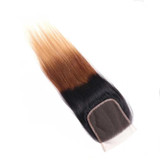 Malaysian Ombre 1b/4/27 Straight 4 Bundles with 4X4 lace Closure Human Hair