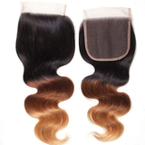 Malaysian Ombre 1b/4/27 Body Wave 4 Bundles with 4X4 lace Closure Human Hair